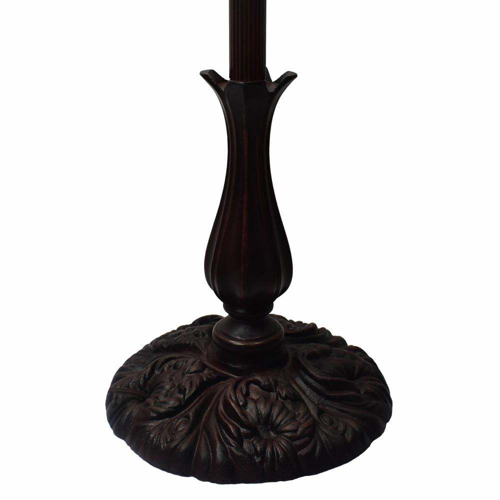 HomeRoots 478081 62 in. Traditional Shaped Floor Lamp with White Stained Glass Bowl Shade, Brown