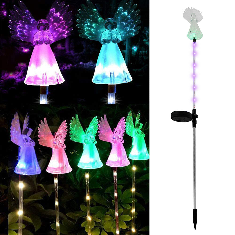 Willstar Christmas Outdoor Garden Light Angel Stake Lights Lawn LED Solar Smart Garden Xmas Party Decor Lamp