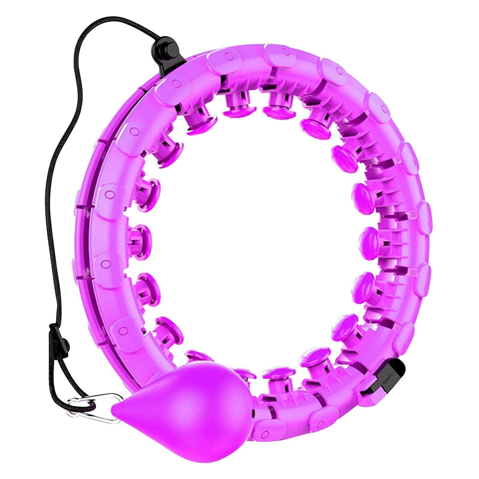Aptoco 2 in 1 Smart  Fitness Hoop Adults 24 Detachable Knots Weighted Hoop for Exercise， Adults Waist Trainer with Auto-Spinning Ball， Purple， Christmas Gifts
