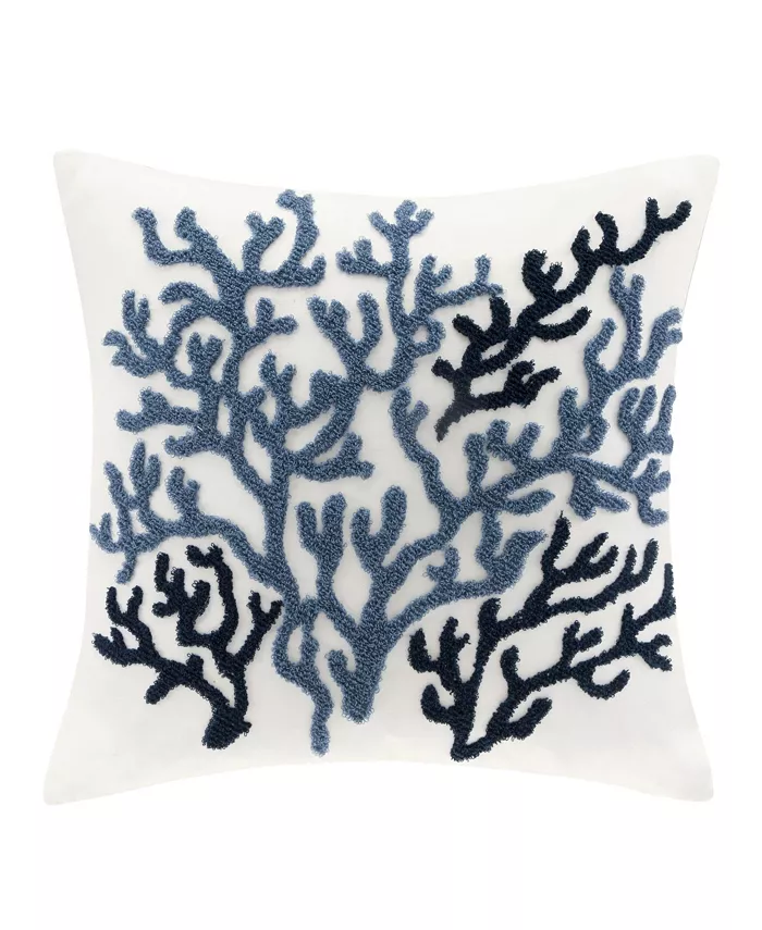 Gracie Mills Beach House 18-by-18-Inch Square Decorative Pillow， Blue