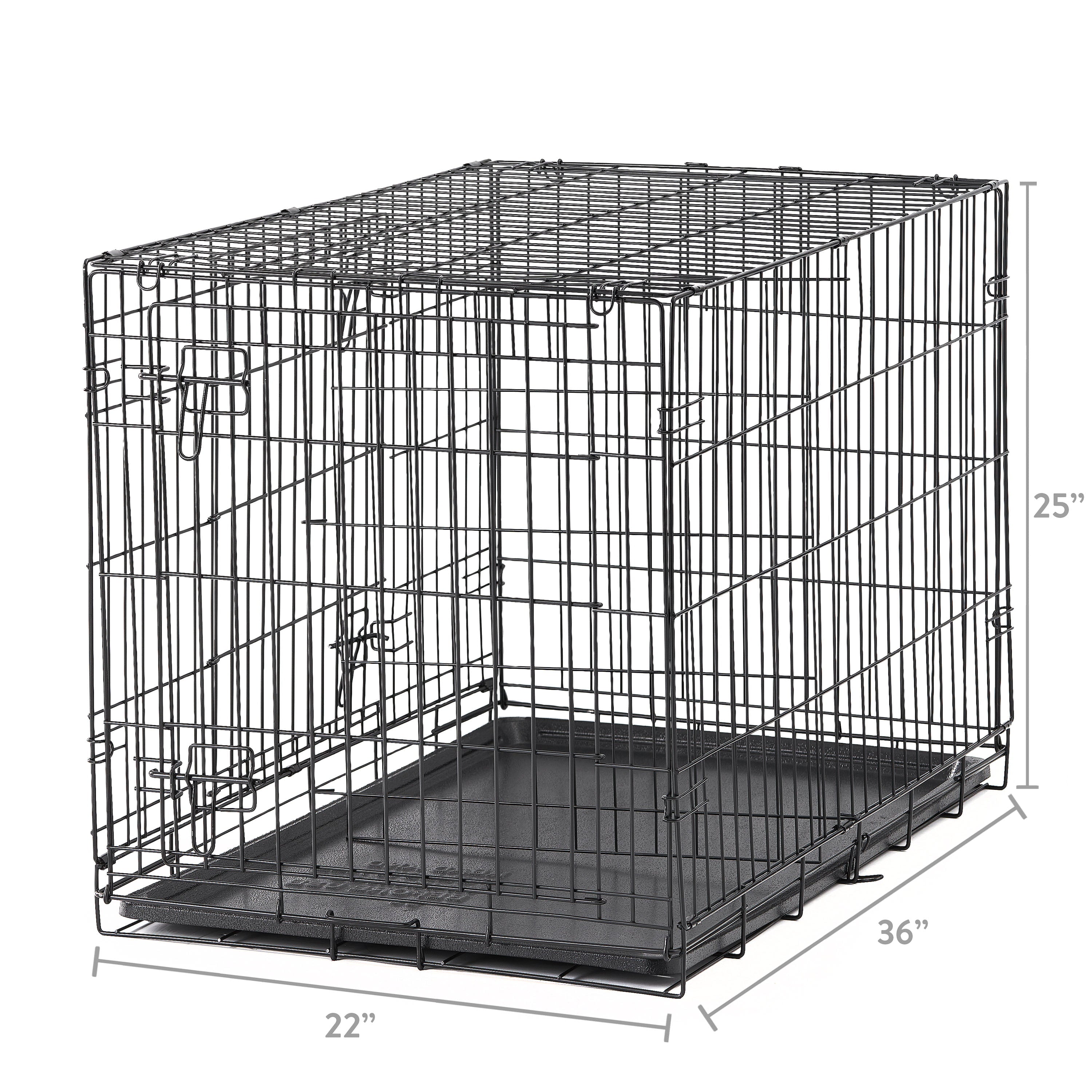 generic Double-Door Folding Metal Wire Dog Crate with Divider and Tray， Large， 36