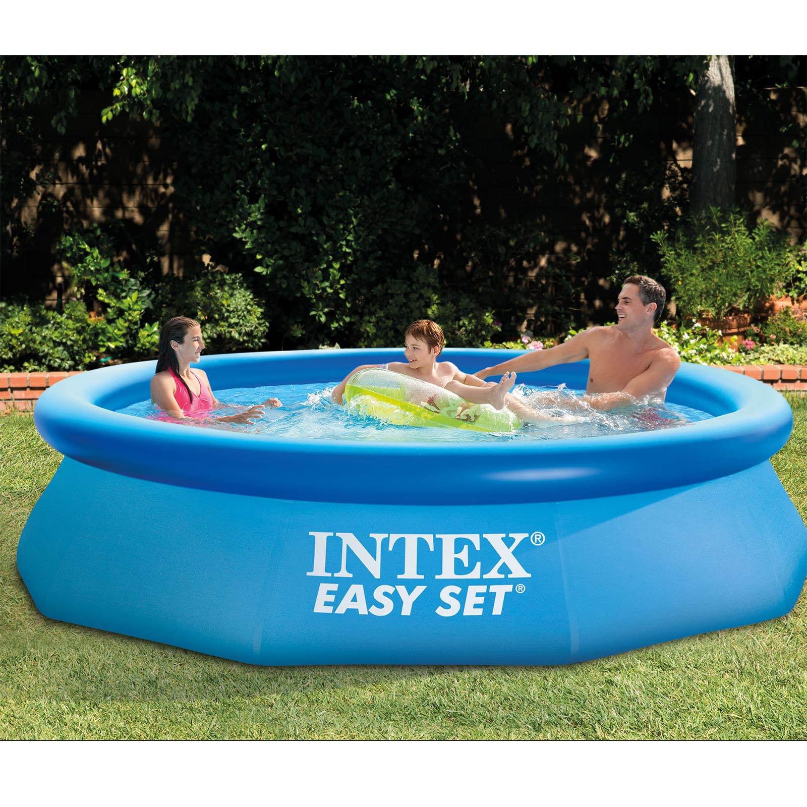 Intex 10ft Round Swimming Pool Cover and Easy Set 10ft x 30in Inflatable Pool