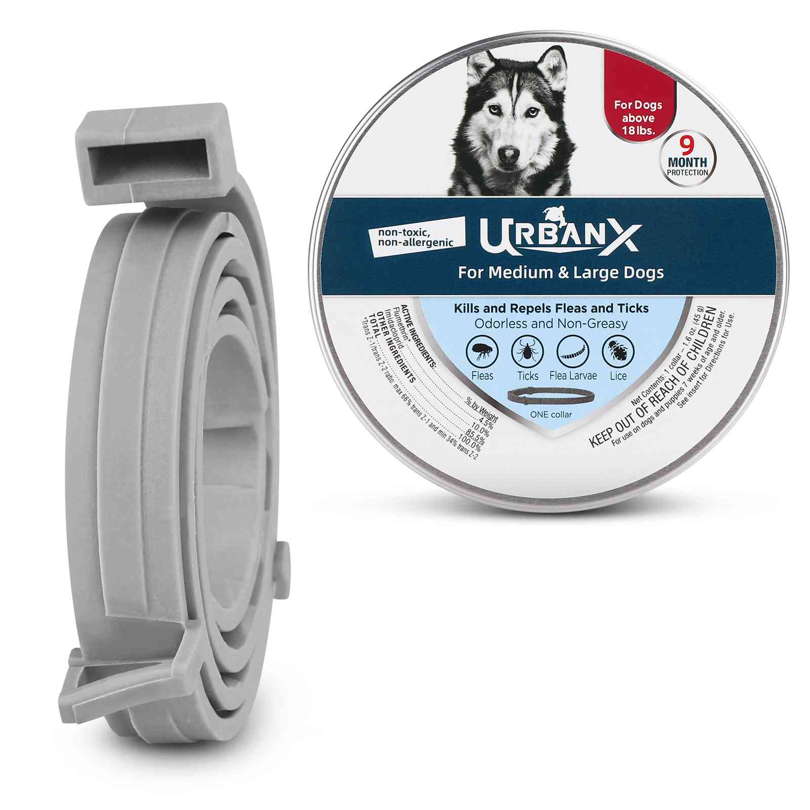 UrbanX Odorless Flea and Tick Collar for Spinone Italiano and Other Large Sporting Dogs Dogs Prevention， Control， and Treatment of Fleas and Ticks， Waterproof， Adjustable 1 Pack