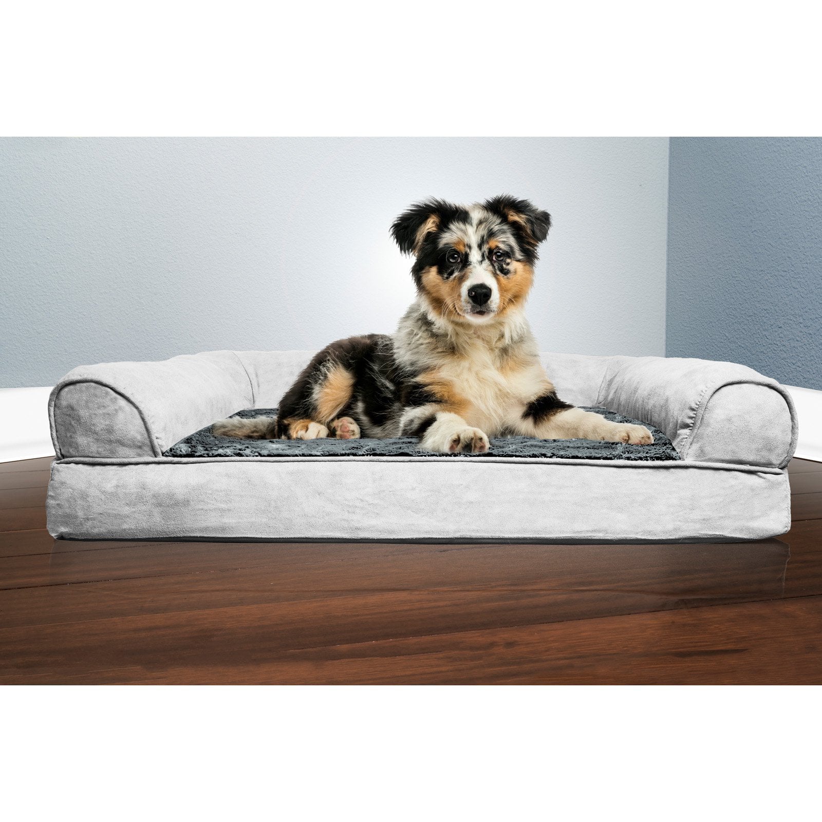 FurHaven | Orthopedic Ultra Plush Sofa Pet Bed for Dogs and Cats， Espresso， Large