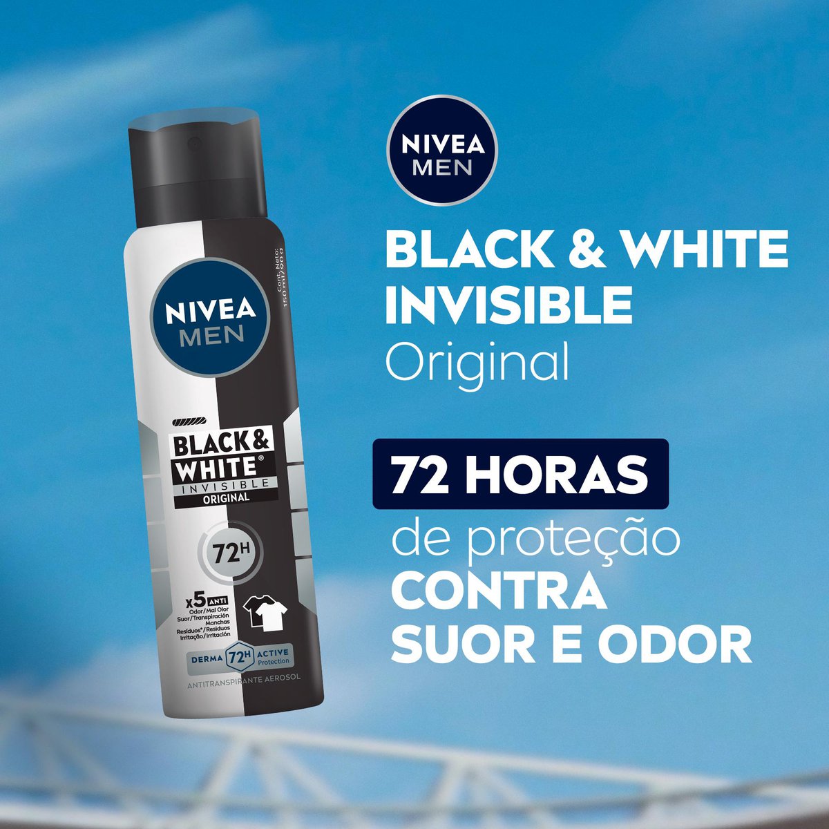 Desodorante Aerossol NIVEA MEN Black & White Invisible Original 150ml