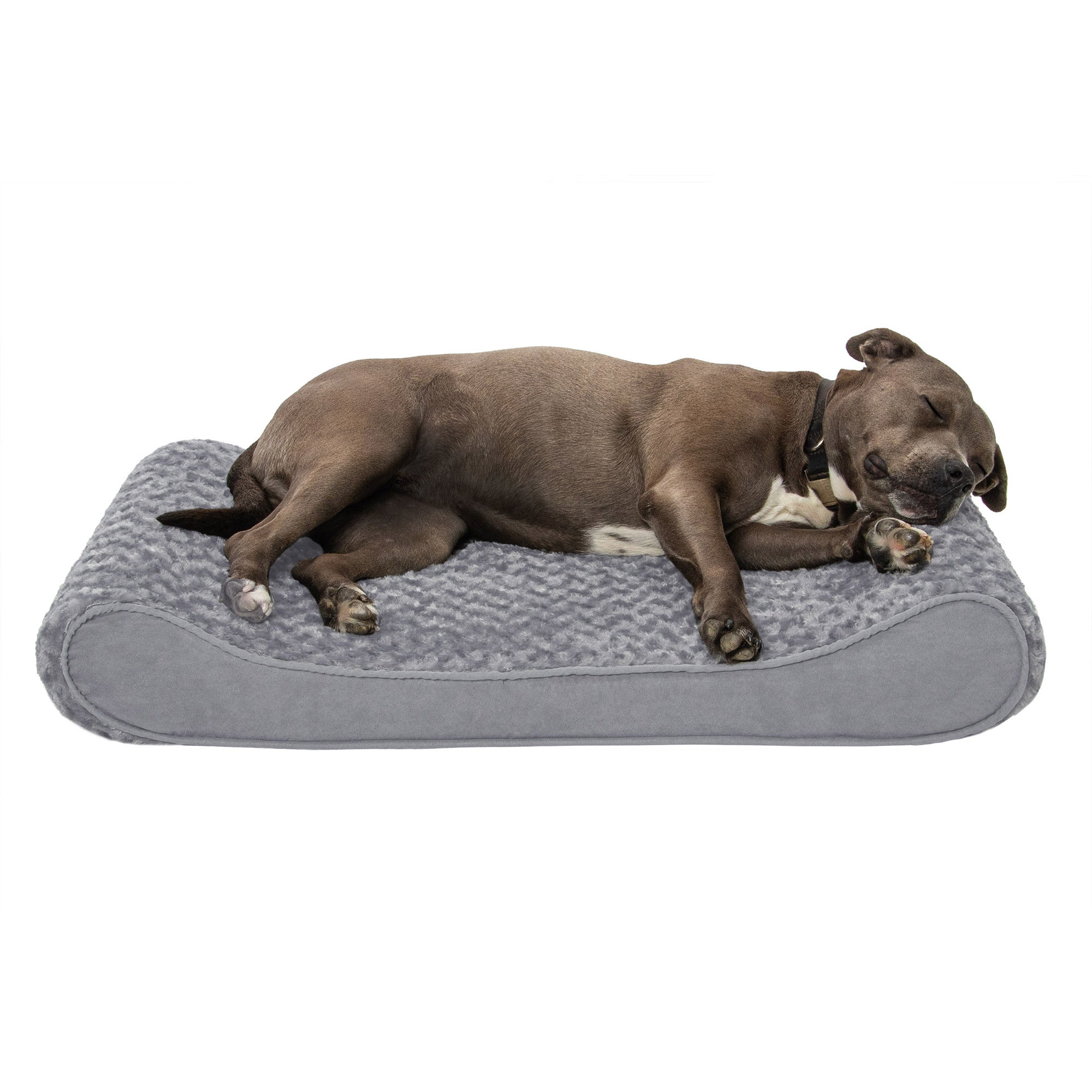 FurHaven Pet Dog Bed | Orthopedic Ultra Plush Luxe Lounger Pet Bed for Dogs and Cats， Gray， Large