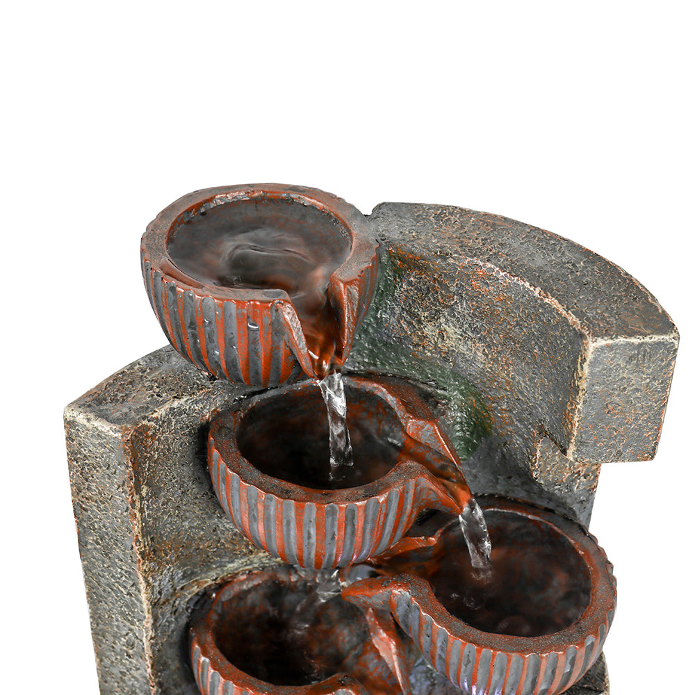 Indoor Tabletop Water Fountain with LED Lights Zen Fountain for Home and Office Decoration