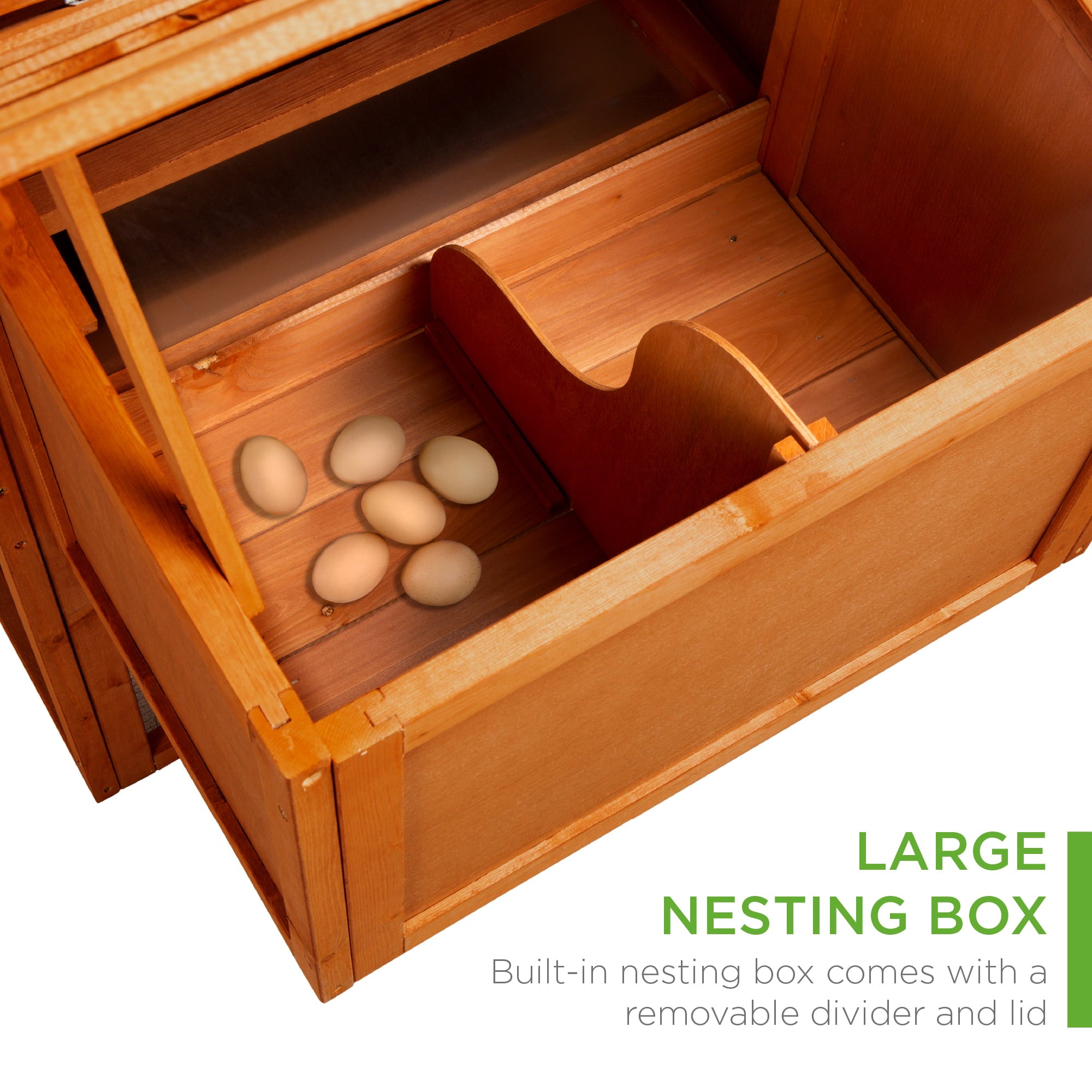 Best Choice Products 80in Wooden Chicken Coop Multi-Level Hen House， Poultry Cage w/ Wire Fence for 4 Birds， Farm