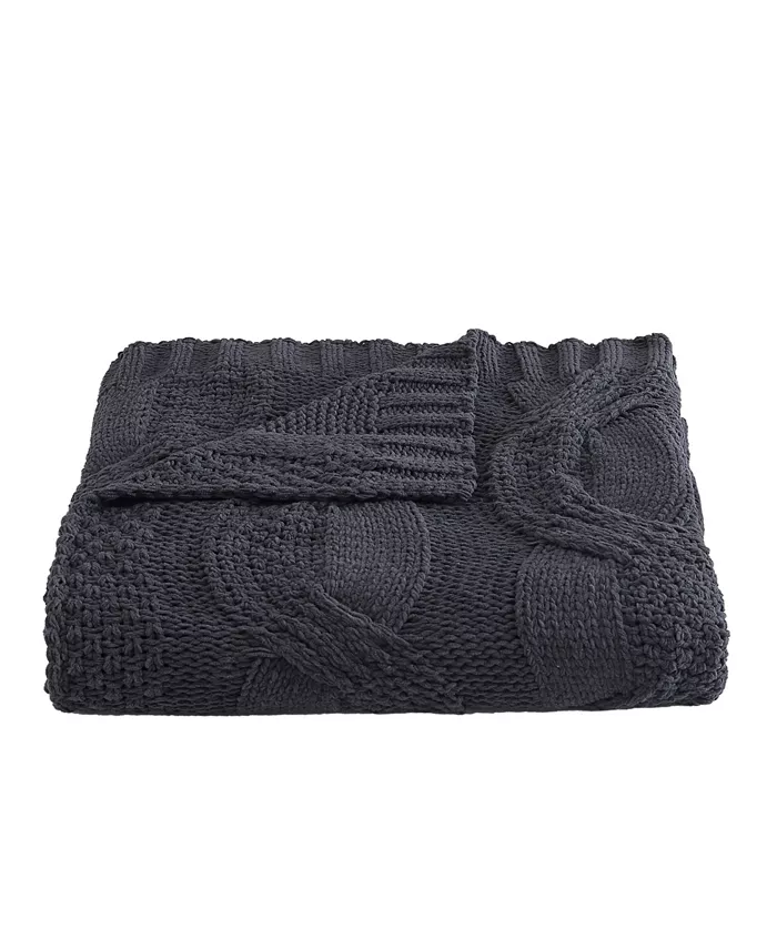 Vera Wang Large Cable Knit Chenille Throw Blanket， 70