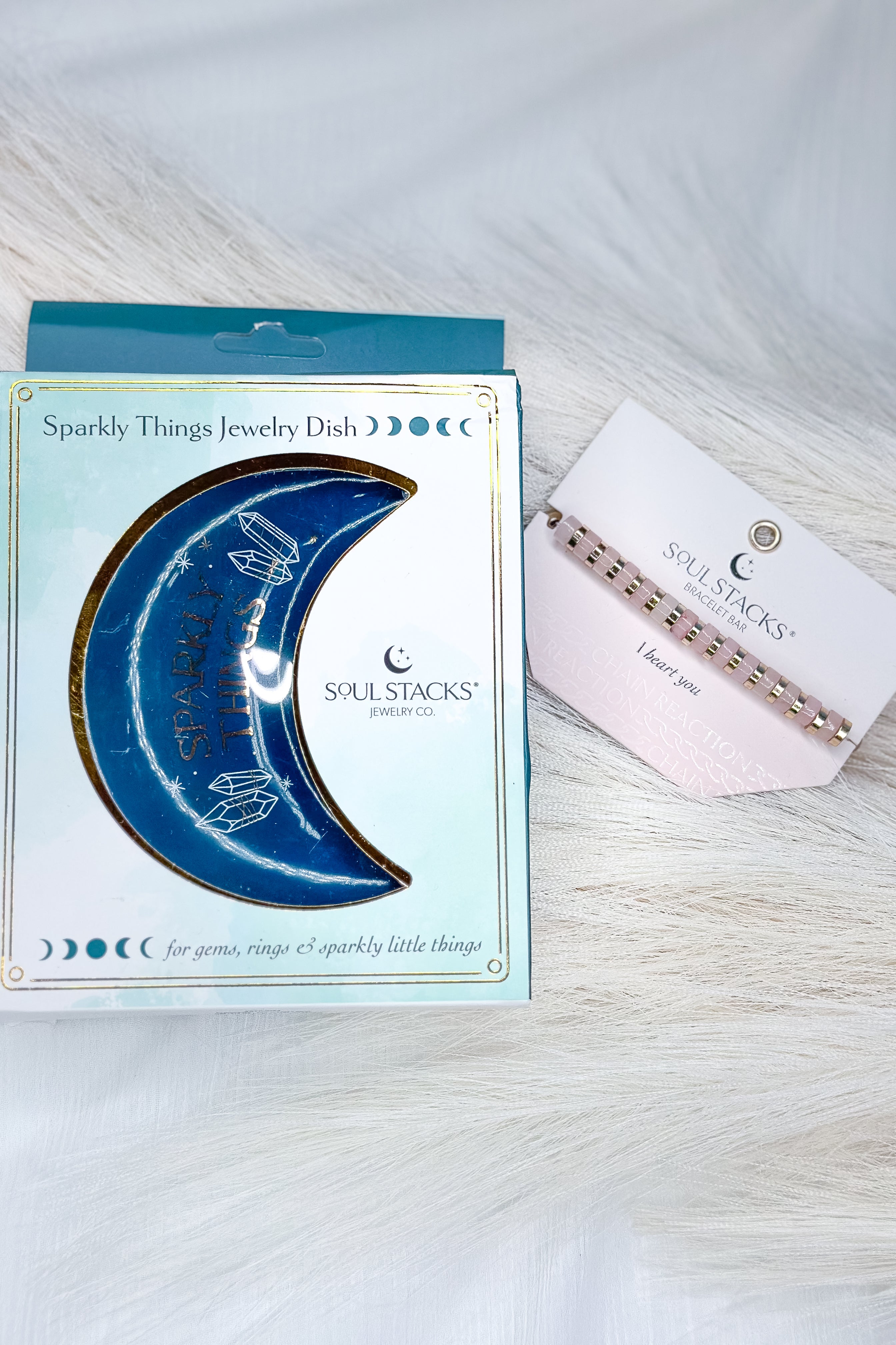 Gold Bar Chain Stack Bracelet + Jewelry Dish