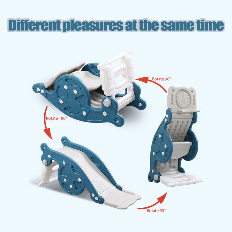 3-in-1Toddler Slide Rocking Toy， Slide for Kids with Foldable Basketball Hoop and Foldable Climber Playground Slide for Both Indoors Outdoor Use (Pink)