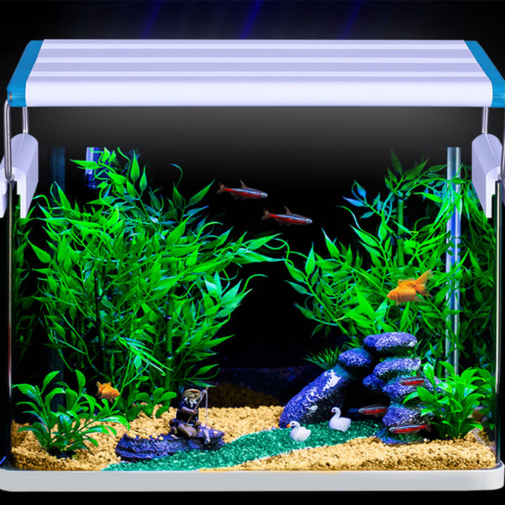 Aquarium Led Light 38Cm/14.96In Fish Tank Light 5.12In Extendable Brackets White Blue Leds For Freshwater Planted Tanks