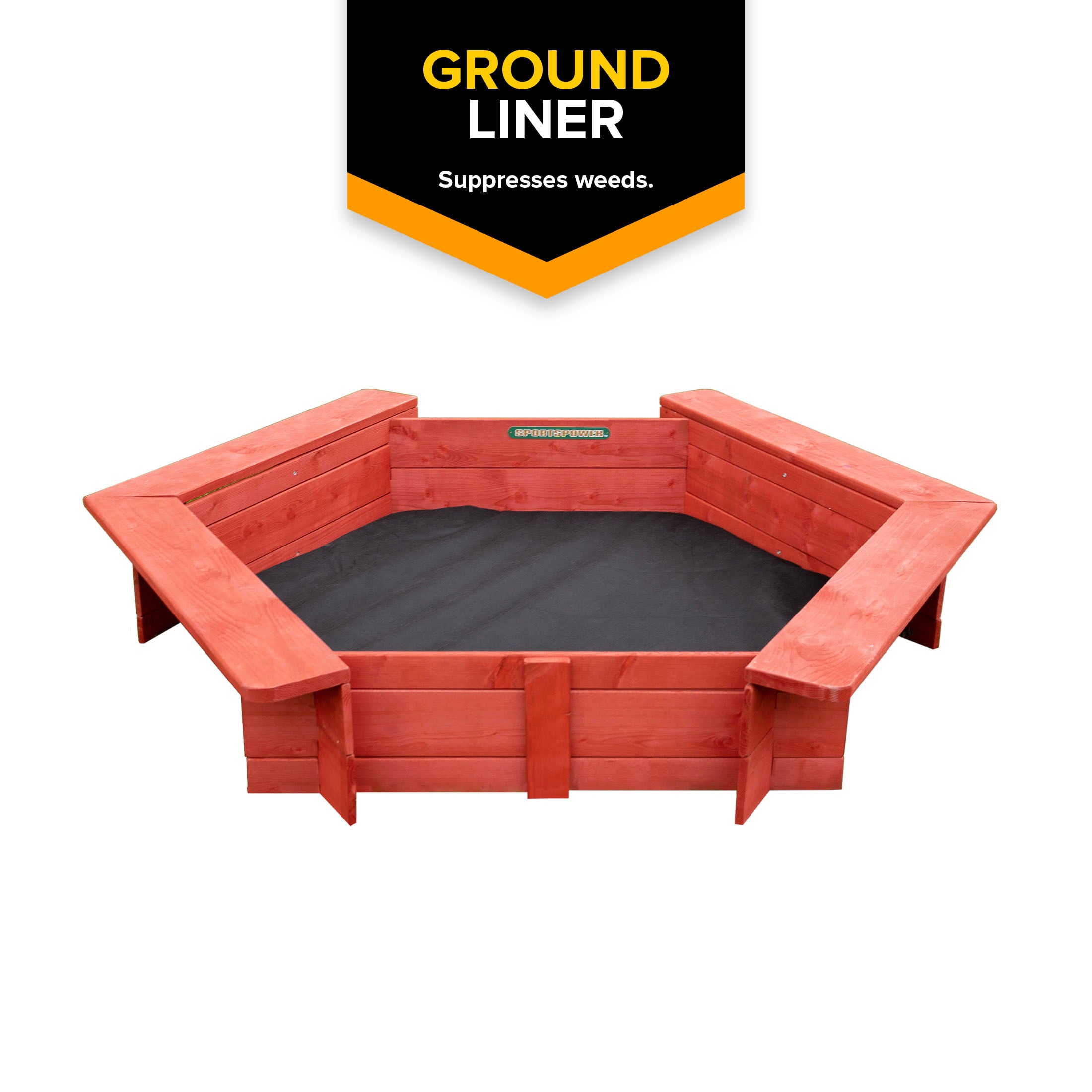 Sportspower 4.9’ x 4.2’ Hexagon Sandbox with Cover and Ground Liner