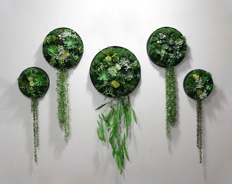 Realistic Faux Artificial Succulents Living Wall Art - Home Interior D