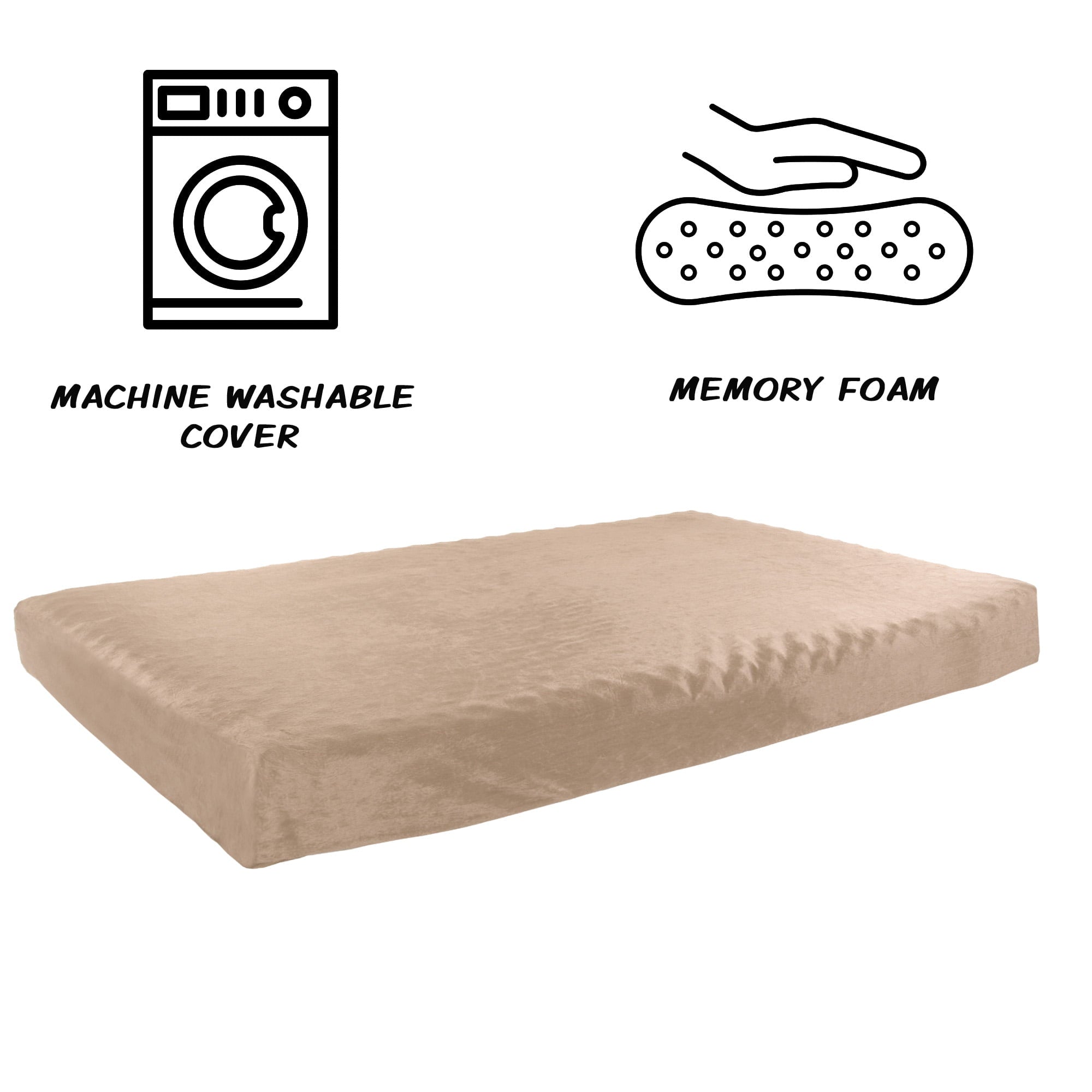 Memory Foam Dog Bed - 2-Layer Orthopedic Pet Pad with Machine Washable Cover - 37x24 Pet Bed for Large Dogs Up To 65lbs by PETMAKER (Tan)