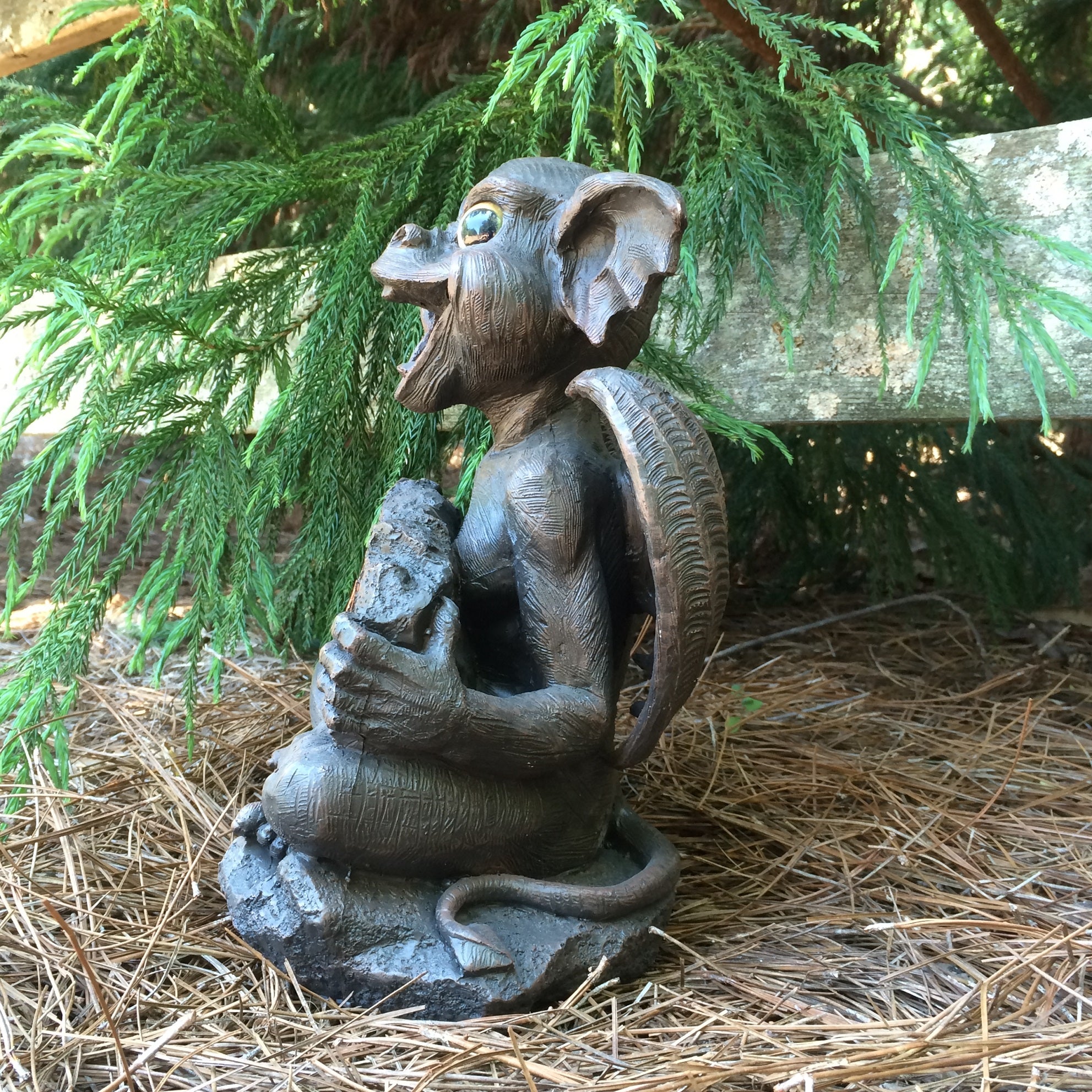 Homestyles Gargiggles Big Sister "Natasha" Gargoyle Holding "WELCOME" Sign Gothic Garden and Holiday Statue Decoration 13"H