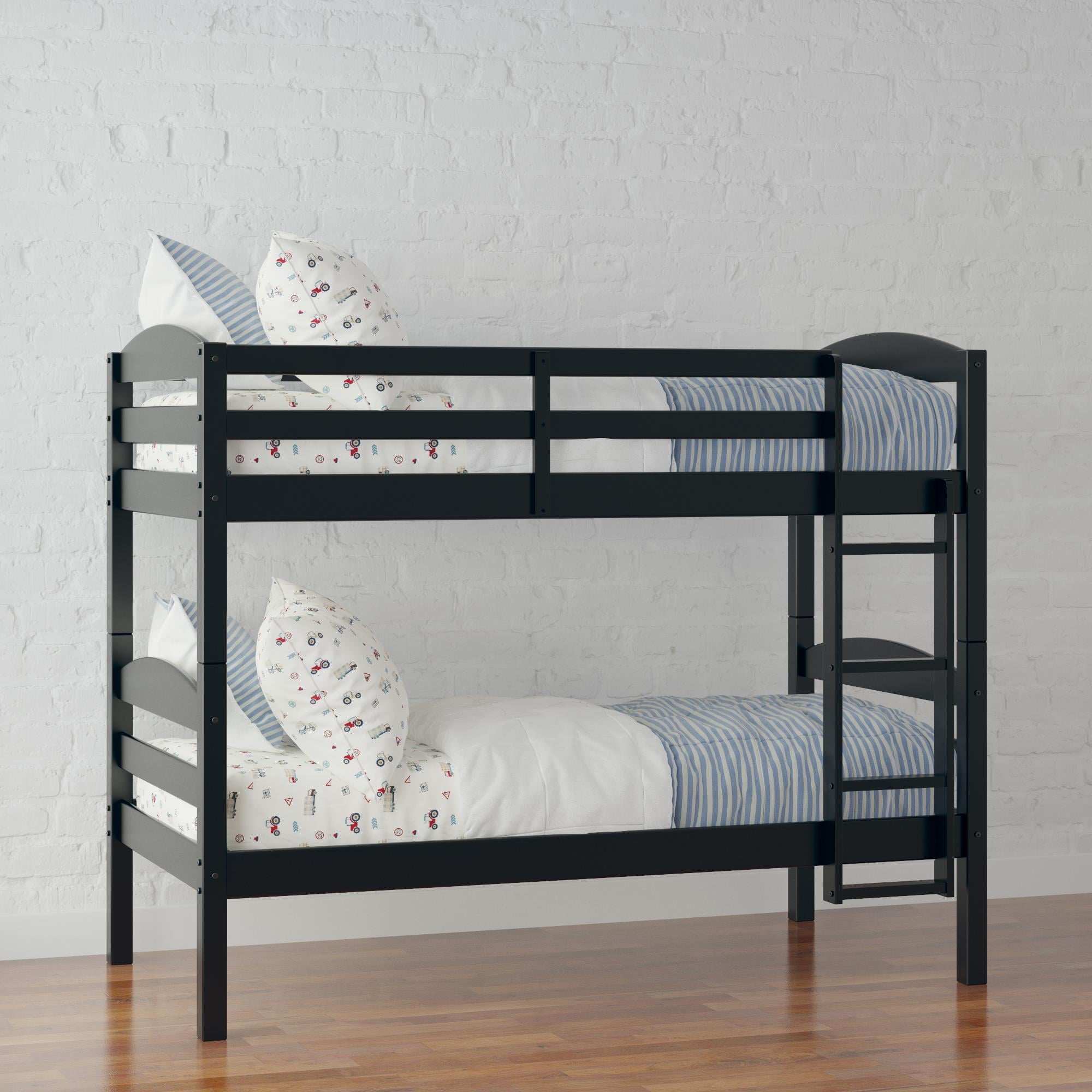 Better Homes and Gardens Leighton Kids Twin over Twin Wood Bunk Bed, Black