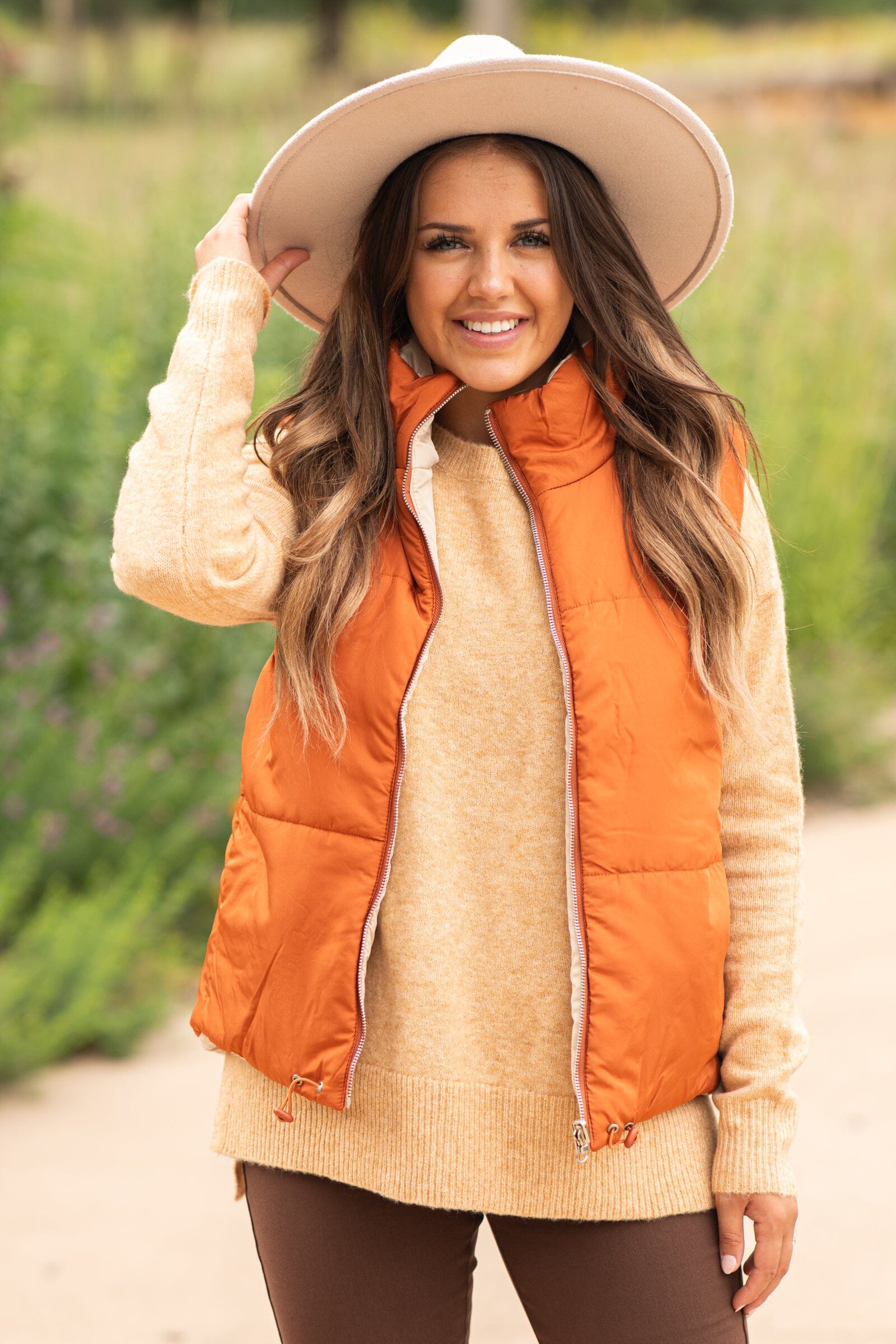 Burnt Orange and Cream Vest