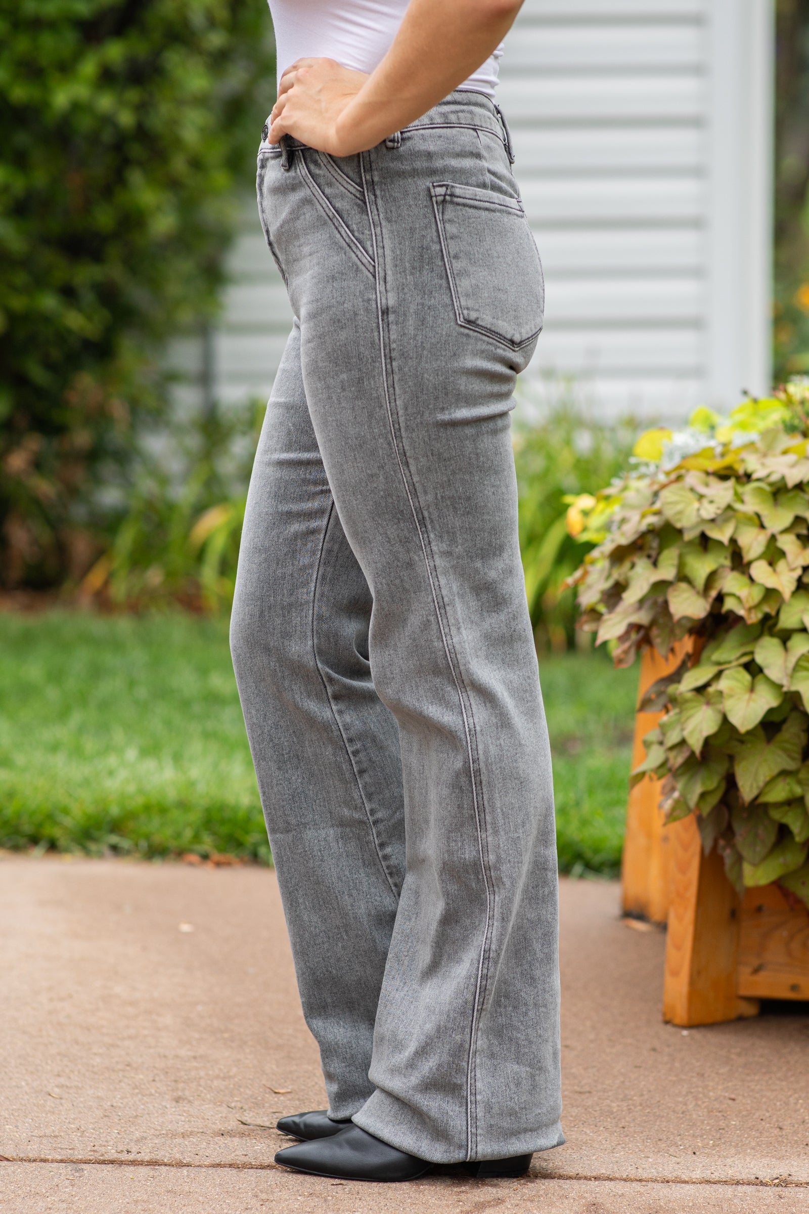 KanCan Grey High Rise Flare Jeans