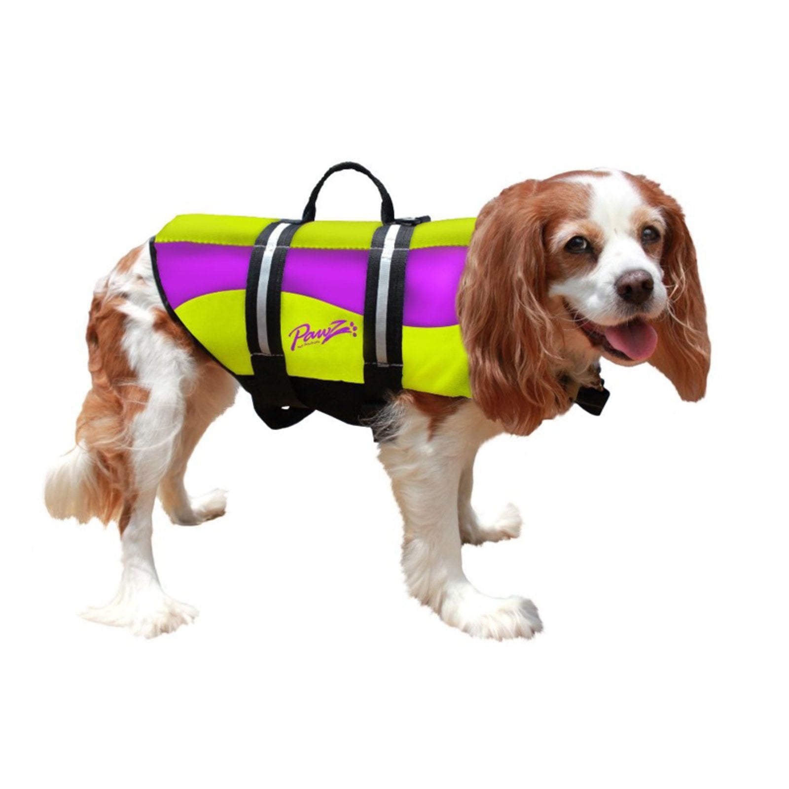 Pawz Pet Products Neoprene Dog Life Jacket， Small， Yellow/Purple