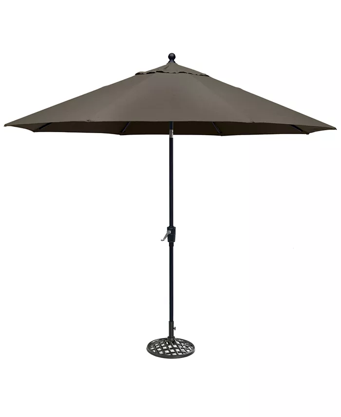 Agio Chateau Outdoor 11' Push Button Tilt Umbrella with Base with Outdoor Fabric， Created for Macy's
