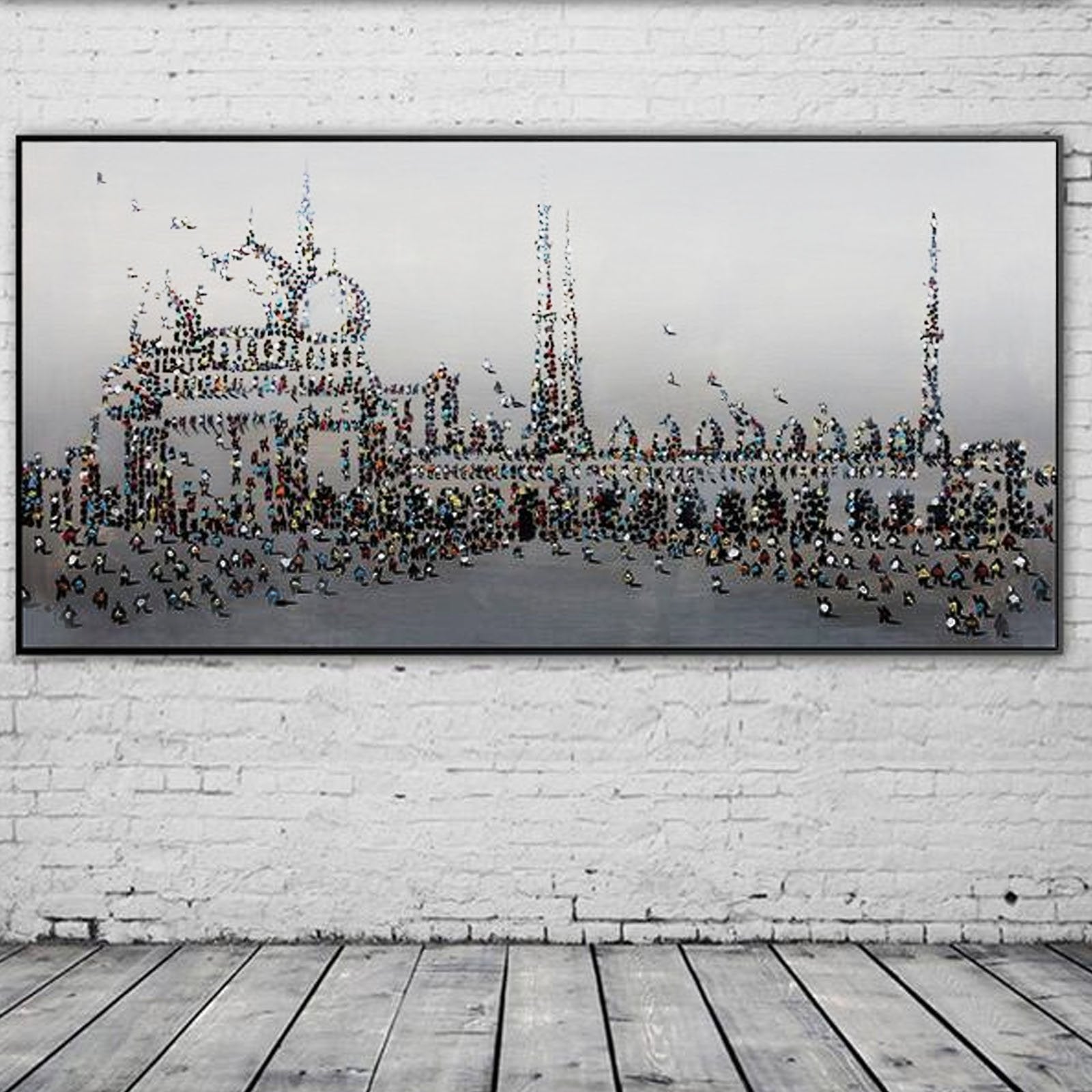 Sheikh Zayed Grand Mosque Abu Dhabi Hand Painted Art Painting 160X80 Cm Soap008