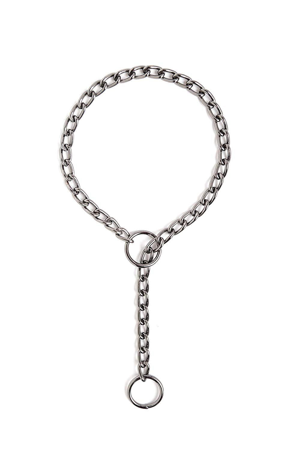 Mighty Paw Gun Metal Chain Slip Collar， Cinch Dog Collar， Choke Chain Metal Collar