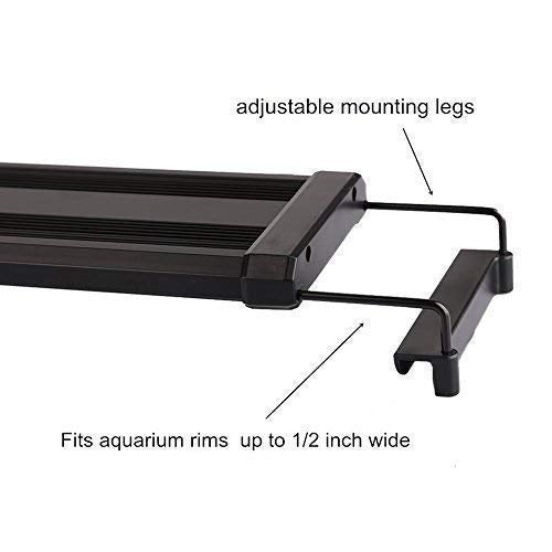 Impecgear LED Light for Aquarium Fish Tank with Extendable Brackets - Black/Silver