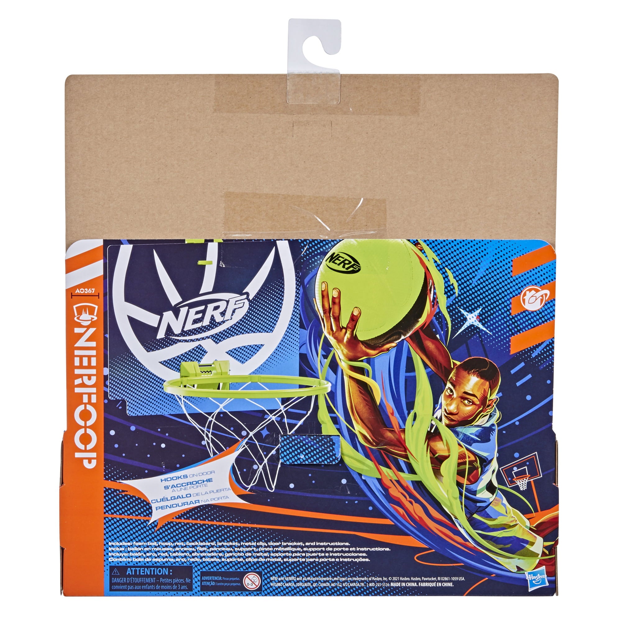 Nerf Nerfoop， The Classic Mini Foam Basketball and Hoop， Hooks On Doors