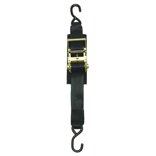 Boat Buckle F14206 2.0 in. x 2 ft. Heavy Duty Ratchet Transom Tie- Downs, Black - Set of 2
