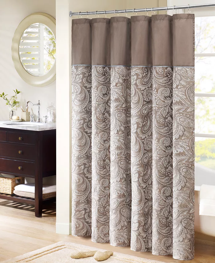 Madison Park Aubrey Jacquard Beaded Shower Curtain， 72