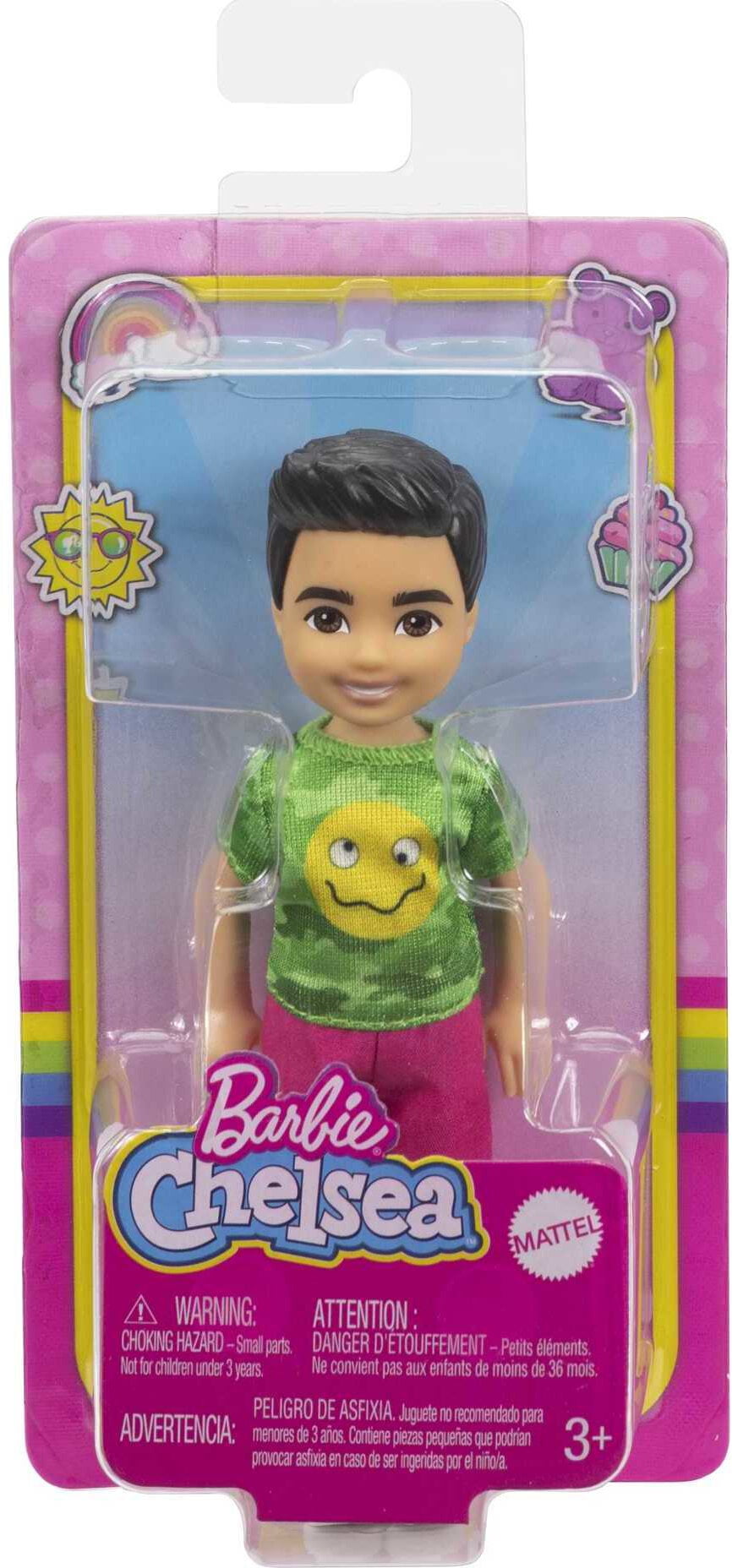 Barbie Chelsea Small Boy Doll with Black Hair in Pigtails & Brown Eyes in Removable Outfit