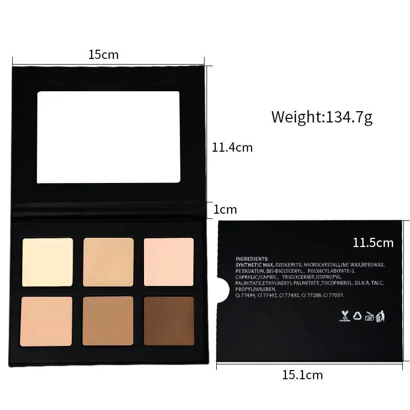 Free combination 6 Color Cream Contour Concealer Palette