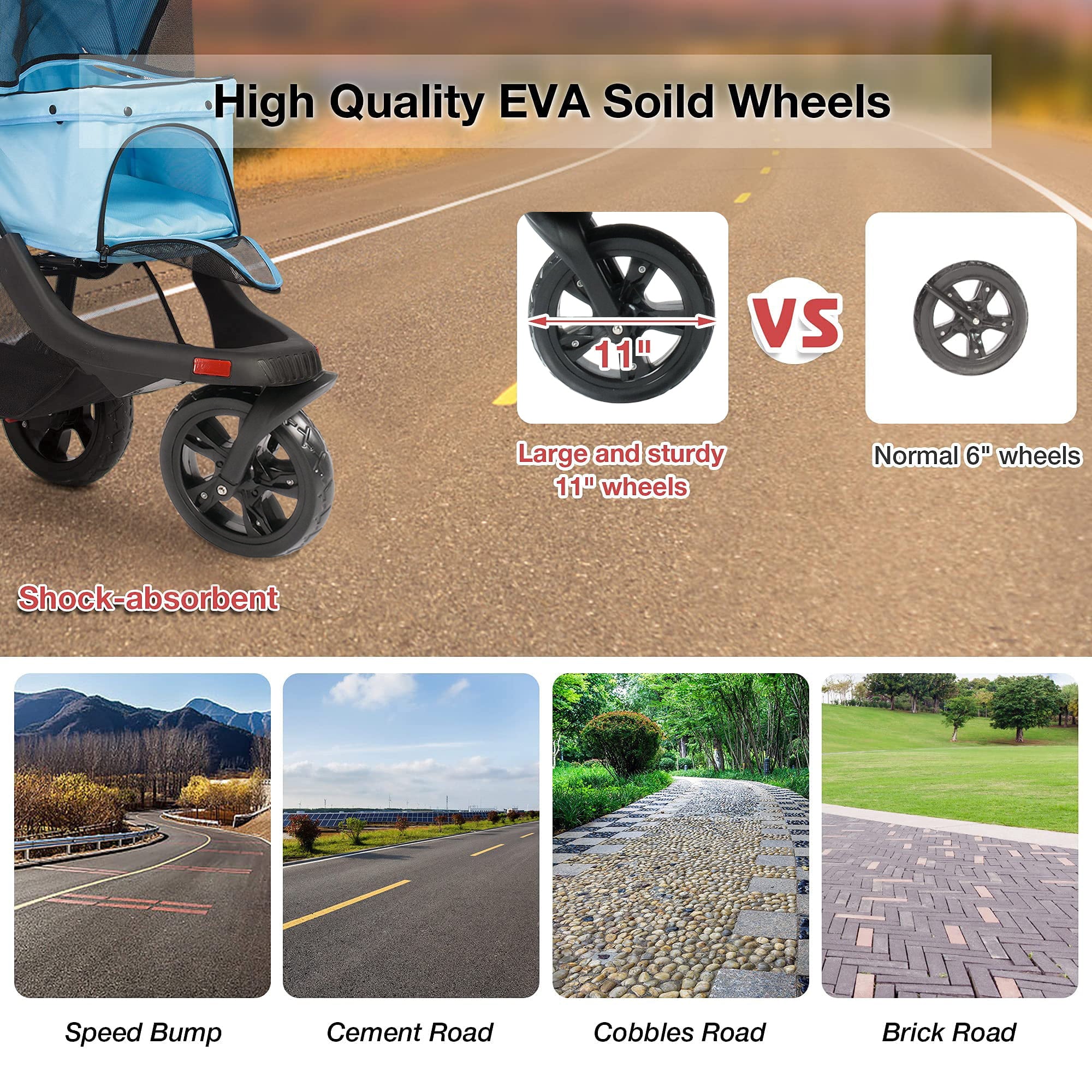 Karmas Product Pet Stroller， Foldable with Storage Basket， Wagon for Cats， Dogs， Pet Babies