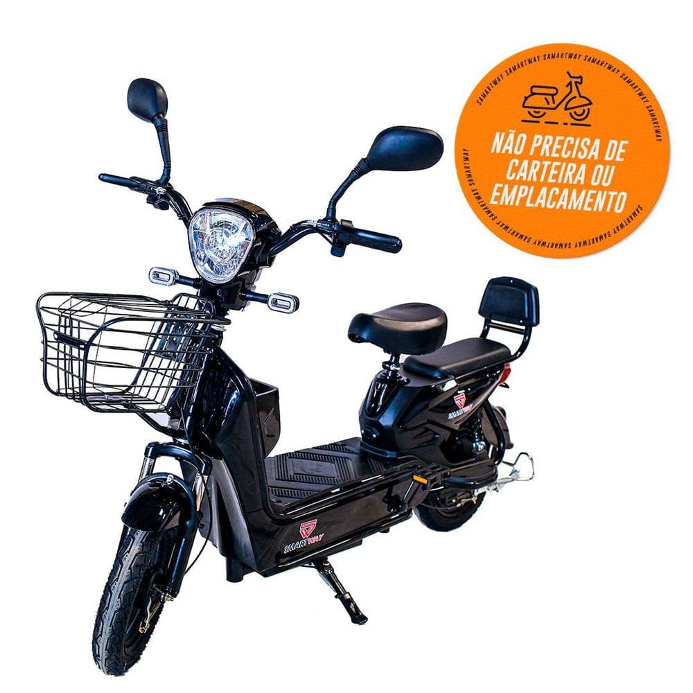 Bicicleta Elétrica Adulto Sem Cnh Scooter Com Acelerador 350 - Preto