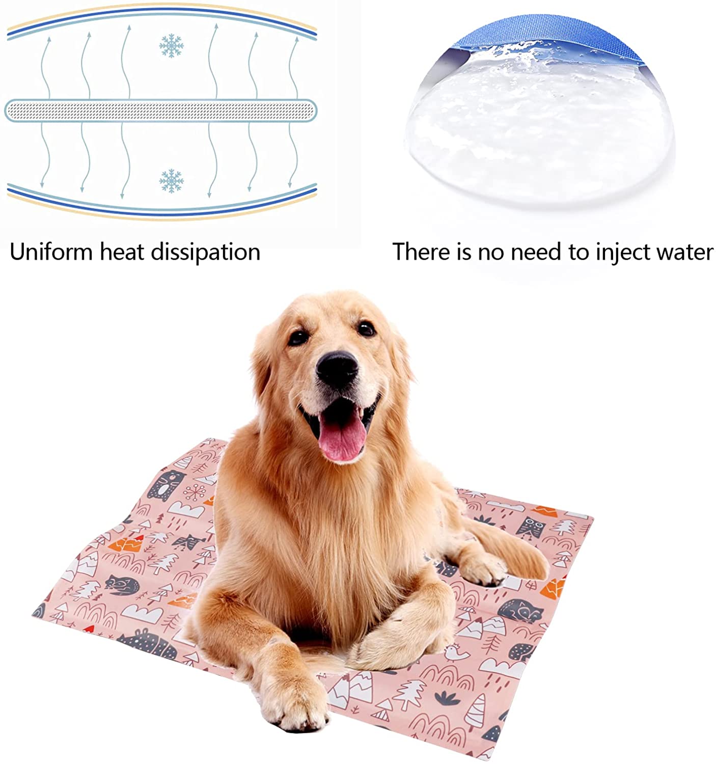 BIGTREE Dog Self Cool Mat Summer Cooling Kennel Crate Comfort Pad Pink Small