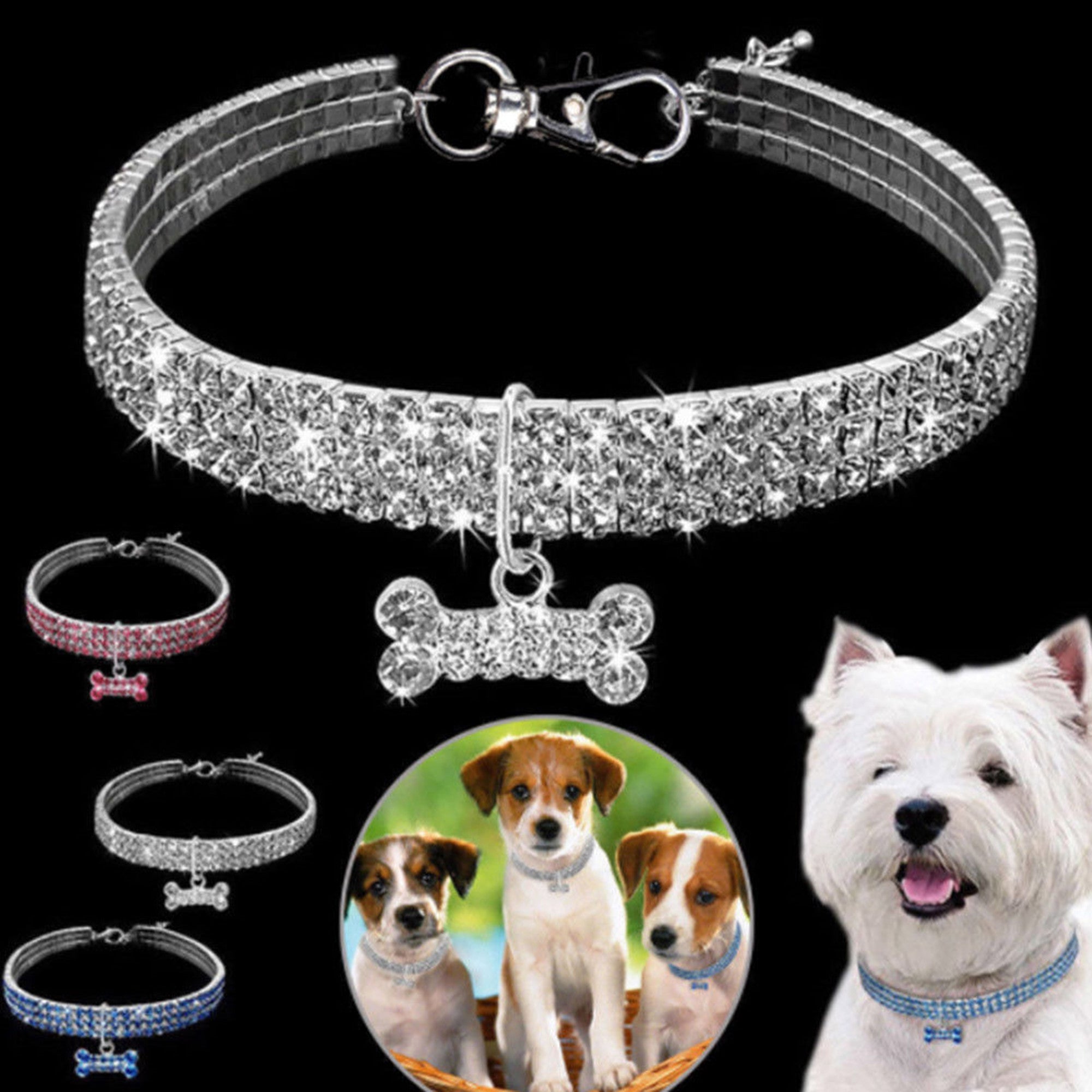 KelaJuan Animal Dog Collar，Diamond Bling Sparkly  Adjustable Collar Necklace for All Pet Dogs