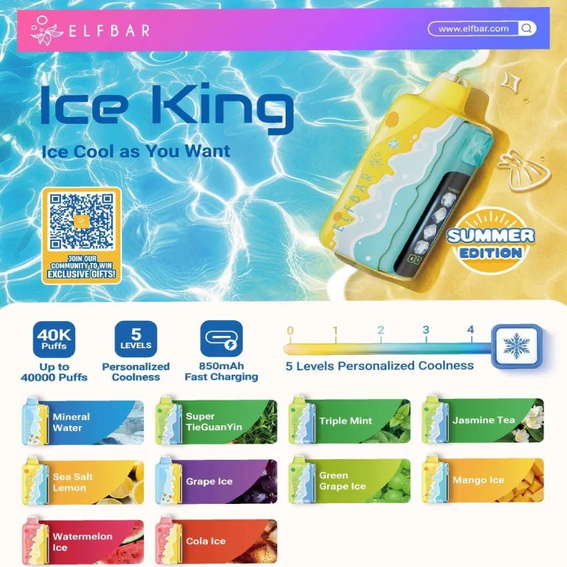 ❄️ ELFBAR Ice King Summer Edition – 40,000 Puffs & Refreshing Summer Enjoyment, Rechargeable