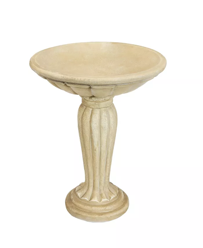 Sunnydaze Decor Crecian Glass Fiber Reinforced Concrete Bird Bath - 16 in - Cream
