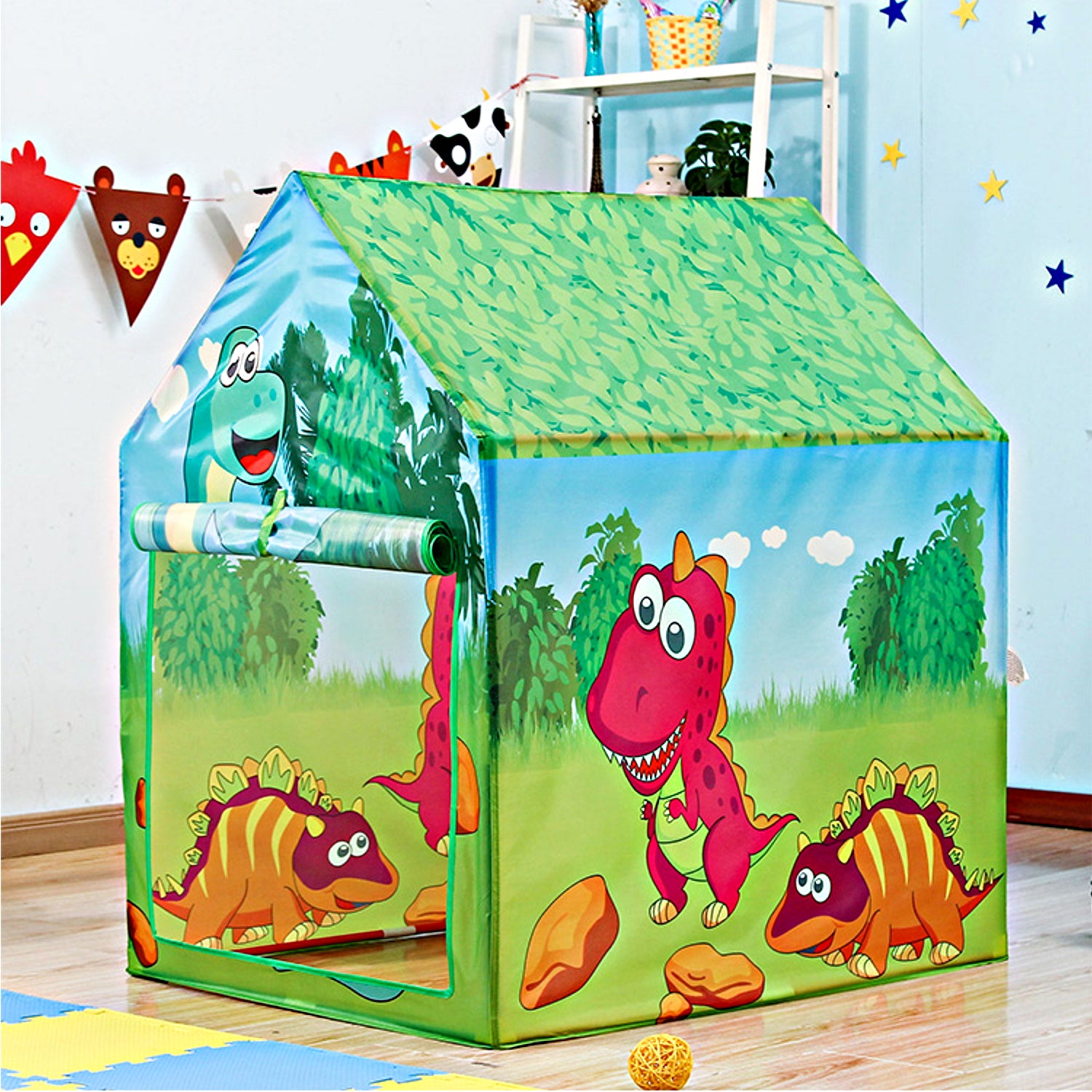 POCO DIVO Dinosaur Play House, Kids Outdoor Park Camping Toy Tent, Children Pretend Jurassic Museum Playhouse