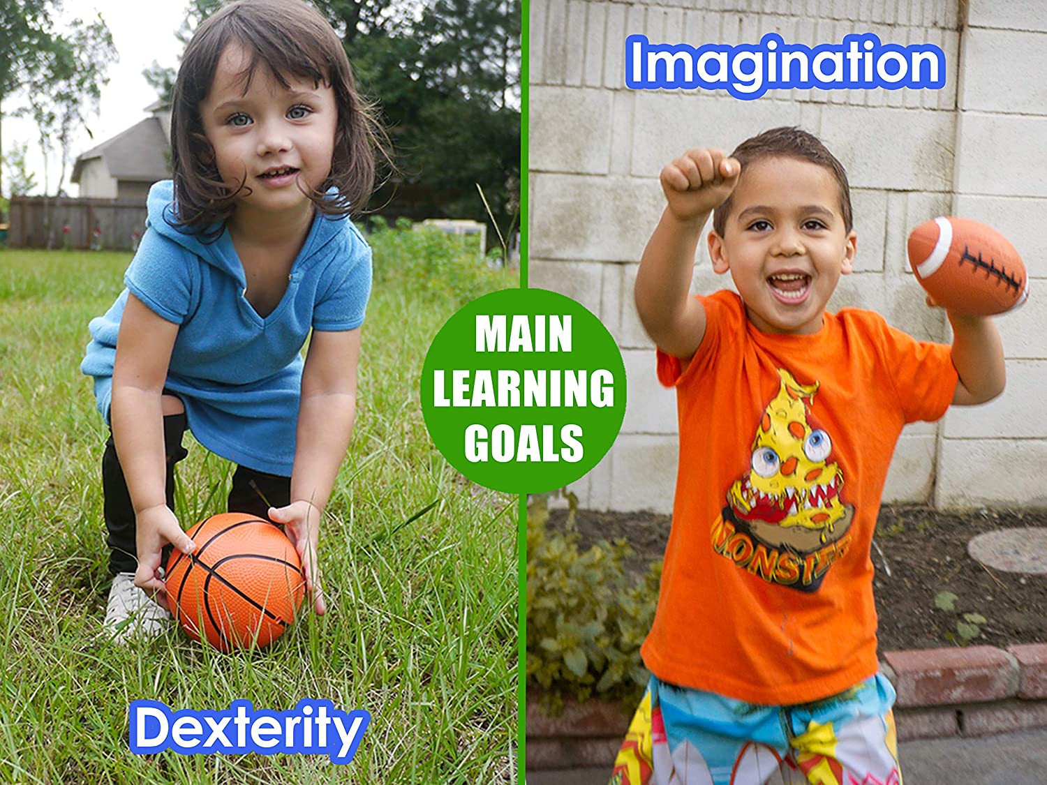 Set of 6 Sports Balls with 1 Pump - 5