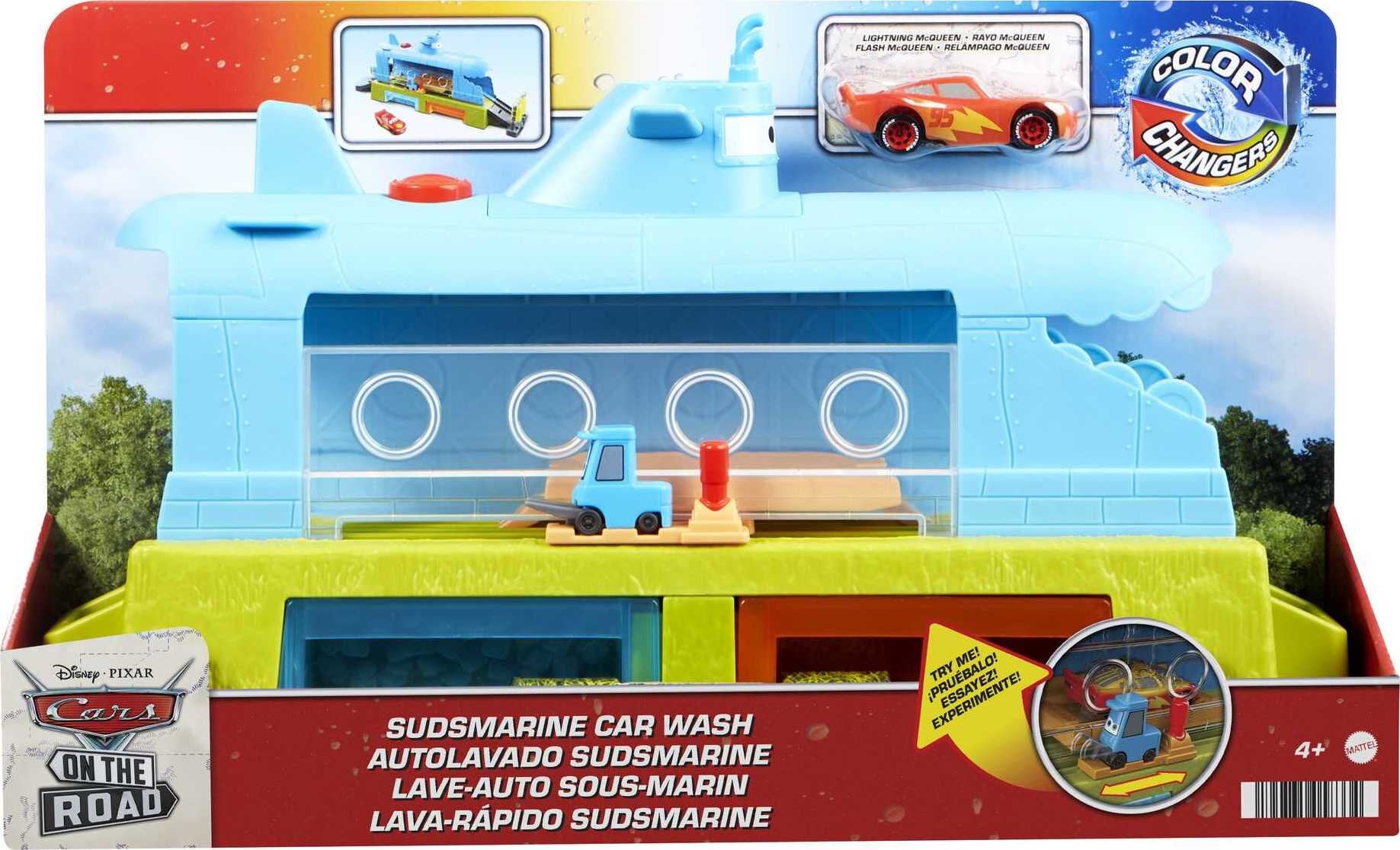 Disney and Pixar Cars Submarine Car Wash Playset with Color-Change Lightning McQueen Toy Car