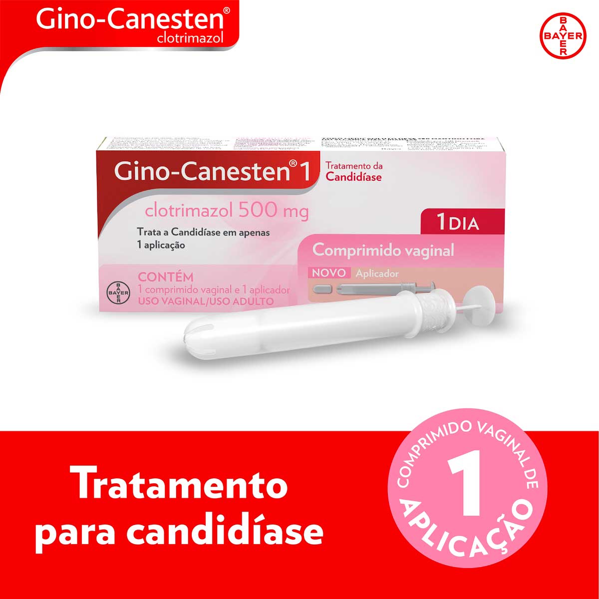 Comprimido Vaginal Gino-Canesten Tratamento da Candidiase 1 Dia