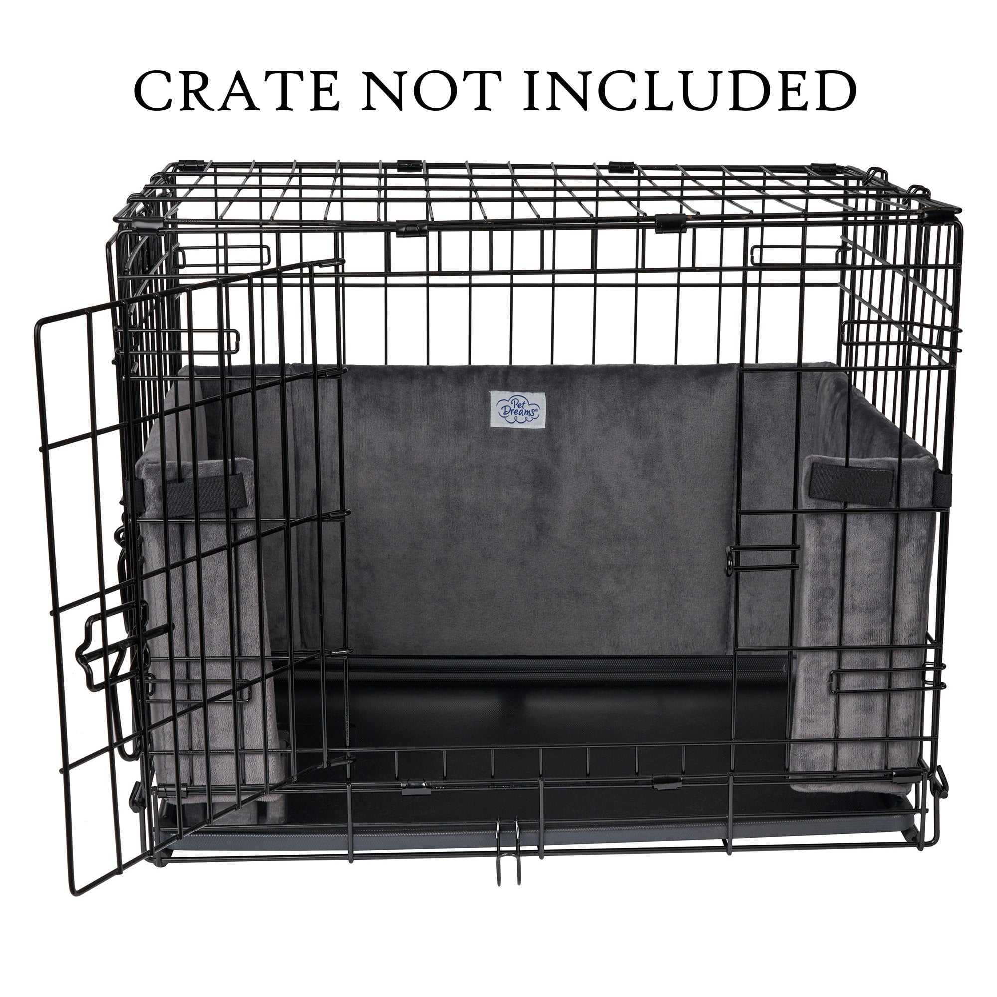 Pet Dreams Dog Crate Bumper - for Single Door and Double Door Dog Crate， Eco Friendly Bumper Pads for Wire Dog Crate， for Paw， Collar， Dog Tail Protector， Graphite Grey， X Small  18 Inch Dog Bumper