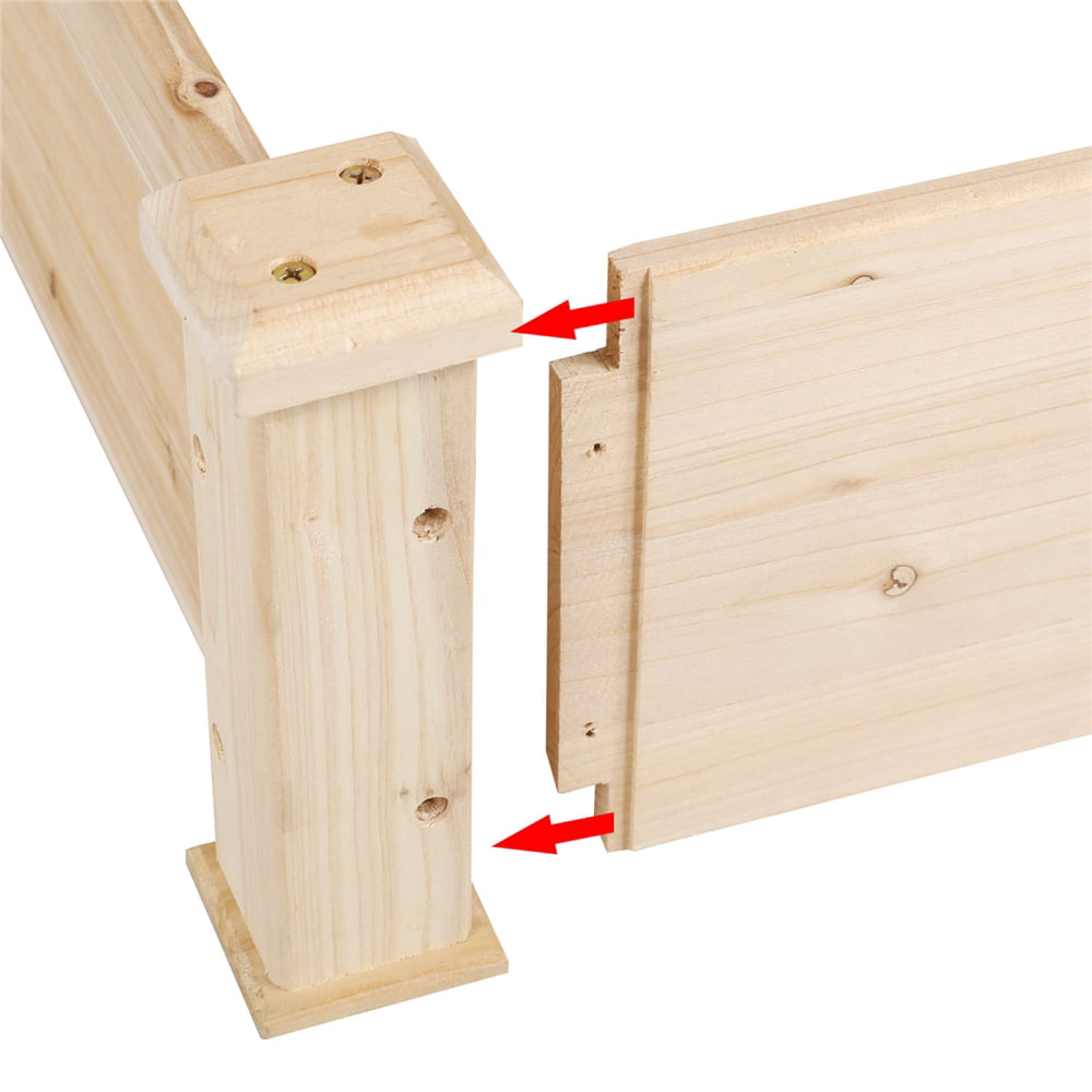 Easyfashion Raised/Elevated Garden Bed Tiered Planter Box, Natural Wood