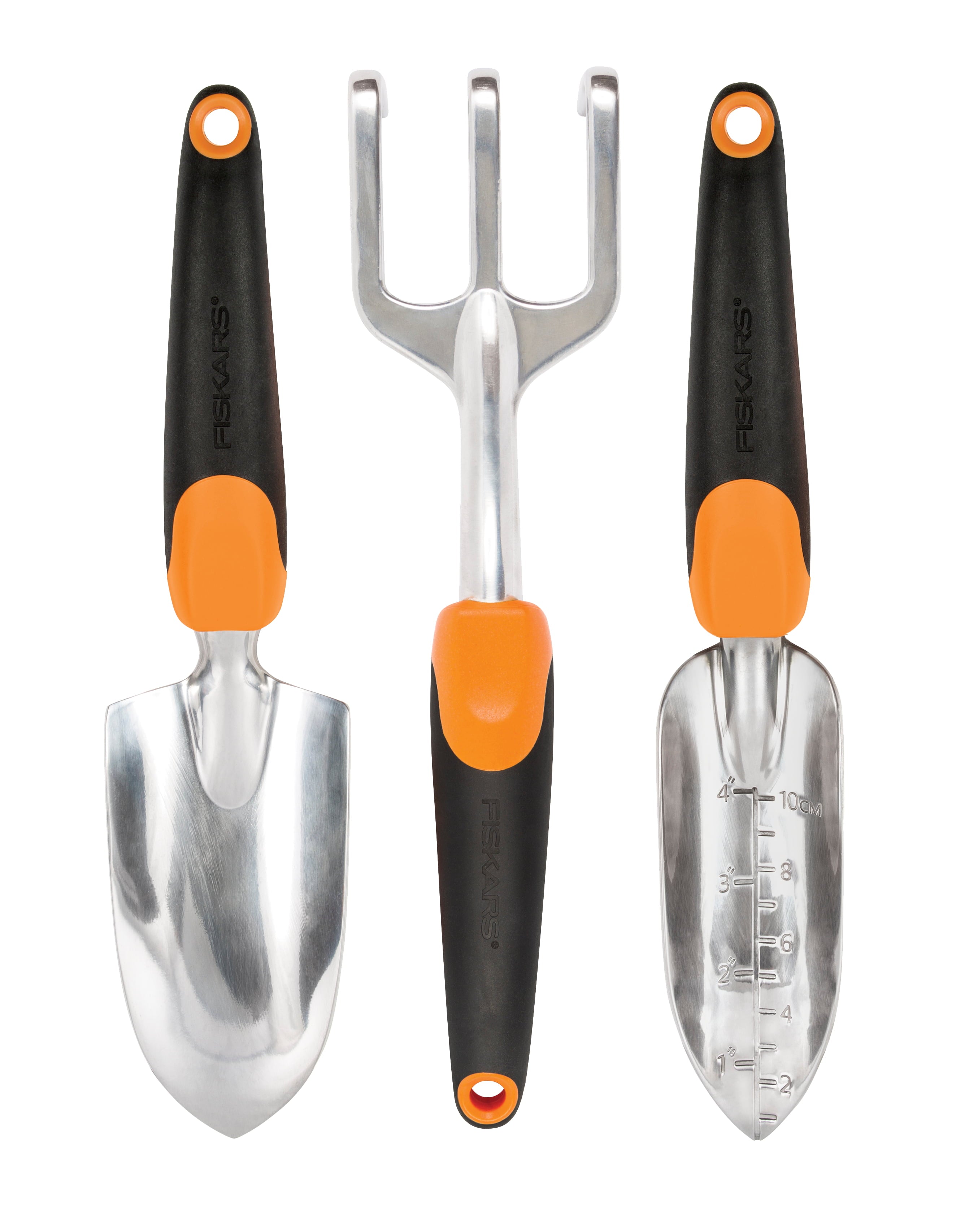 Fiskars Ergo Garden Tool Set with Trowl, Transplanter, and Cultivator, 3 Count