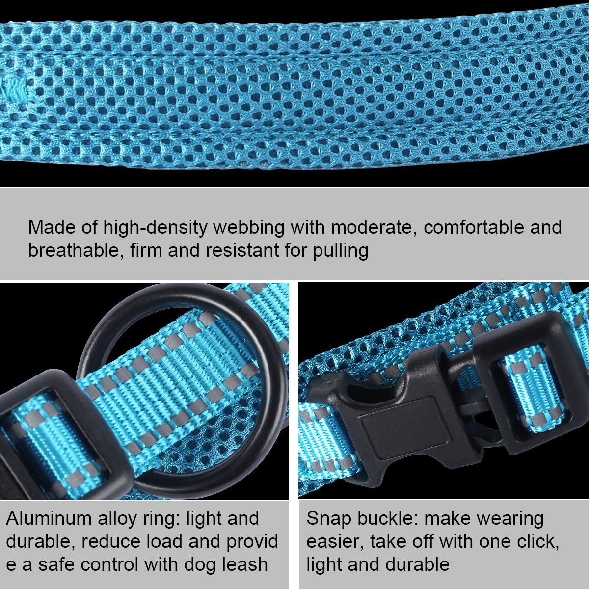 Reflective Adjustable Dog Collar Nylon Pet Collar for Small Dogs 11''-16''