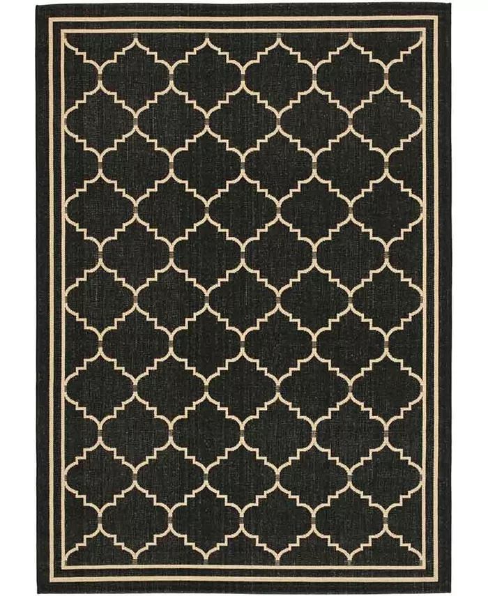 Safavieh Courtyard Black and Creme 4' x 5'7
