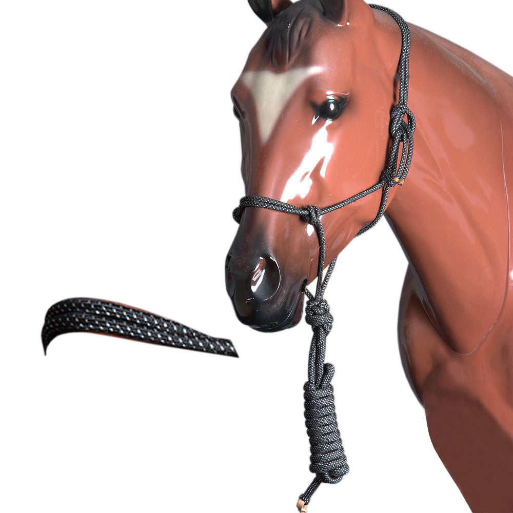 29BH Western Horse Halter Tack Braided Poly Rope Leadglitter Silver Hilason