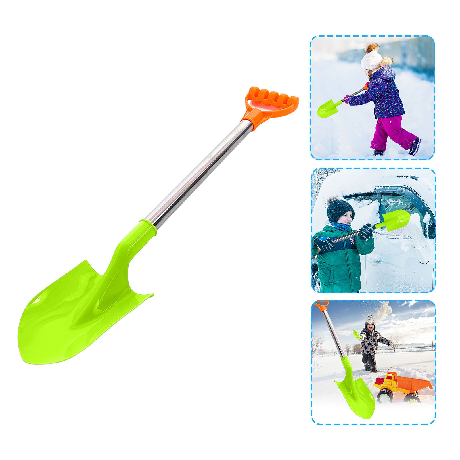 Mchoice Children's Snow Shovel with Stainless Steel Handle Beach Plastic Sand Shovel Kids Diggers Spoons for Car, Camping and Winter Palying Outdoor
